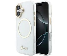 Dėklas Guess IML Script Metal MagSafe Case for iPhone 17 - Transparent