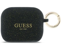 „Guess“ silikoninis blizgučių žiedinis dėklas, skirtas „AirPods Pro 3“ ausinėms - Juodas