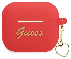 Apple AirPods 3 Guess silikoninis Charm Heart Collection (GUA3LSCHSR) ausinių dėklas raudonos spalvos