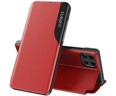 Hurtel Eco Leather View Case dėklas Galaxy A22 4G – raudonas