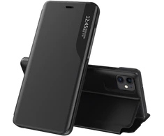 Hurtel Eco Leather View dėklas iPhone 13 Pro Max – juodas