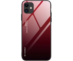 Hurtel Gradient Glass 9H grūdinto stiklo dėklas iPhone 12 mini – juoda/raudona