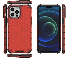 Hurtel Honeycomb dėklas su TPU rėmeliu iPhone 13 Pro Max – raudonas