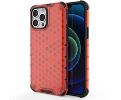 Hurtel Honeycomb dėklas su TPU rėmeliu iPhone 13 Pro Max – raudonas