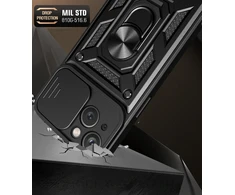 Hurtel Hybrid Armor CamShield dėklas iPhone 15 Plus – juodas