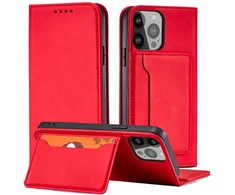 Hurtel Magnetinis dėklas su pinigine iPhone 13 Pro Max – raudonas