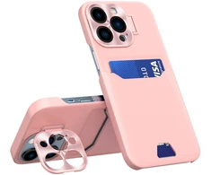 Hurtel Odinės imitacijos dėklas Galaxy S23+ su stovu – rožinis