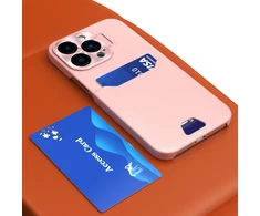 Hurtel Odinės imitacijos dėklas Galaxy S23+ su stovu – rožinis