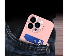 Hurtel Odinis dėklas iPhone 14 Pro su kišenele ir stovu – rožinis
