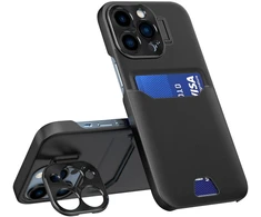 Hurtel Odinis dėklas su kortelės kišene ir stovu iPhone 14 Pro Max – juodas