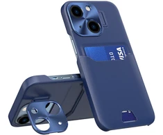 Hurtel Odinis dėklas su kortelės kišene ir stovu iPhone 14 Plus – mėlynas