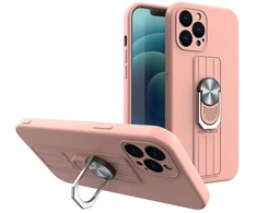 Hurtel Ring Case silikoninis dėklas iPhone 12 Pro – rožinis, su žiedu