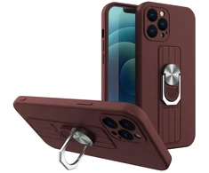 Hurtel Ring Case silikoninis dėklas iPhone 12 Pro – rudas