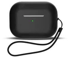 Hurtel Silikoninis dėklas AirPods 1/2 su riešo dirželiu – juodas