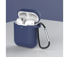 Hurtel Silikoninis dėklas AirPods 1/2 su karabinu – mėlynas