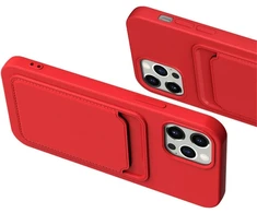 Hurtel Silikoninis dėklas-piniginė iPhone 12 Pro – raudonas