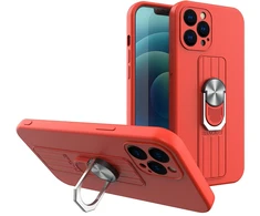 Hurtel Silikoninis dėklas Ring Case iPhone 12 Pro – raudonas