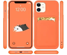Hurtel Silikoninis dėklas su kortelės kišene iPhone 12 Pro Max – oranžinis