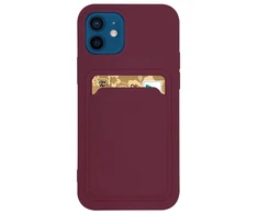 Hurtel Silikoninis dėklas su kortelės skyriumi Galaxy A72 4G – burgundiškas