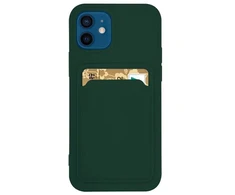Hurtel Silikoninis dėklas su kortelės skyriumi Galaxy A22 4G – tamsiai žalias