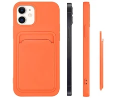 Hurtel Silikoninis dėklas su kortelių kišene Galaxy A72 – baltas