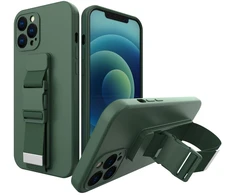 Hurtel Silikoninis dėklas su virvele Galaxy A22 4G – tamsiai žalias