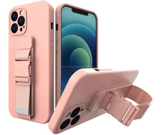 Hurtel Silikoninis dėklas su virvele iPhone 12 Pro Max – rožinis