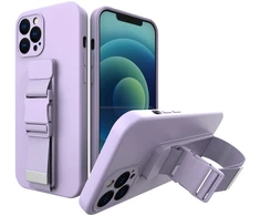 Hurtel Silikoninis dėklas su virvele iPhone 12 Pro – violetinis