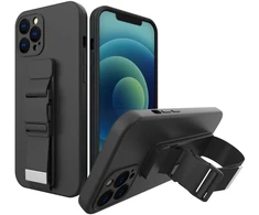 Hurtel Silikoninis dėklas su virvele iPhone 13 Pro Max – juodas
