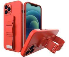 Hurtel Silikoninis dėklas su virvele iPhone 12 Pro – raudonas
