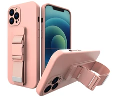 Hurtel Silikoninis dėklas su virvele iPhone 13 – rožinis