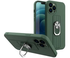 Hurtel Silikoninis dėklas su žiedu Galaxy A42 5G – tamsiai žalias