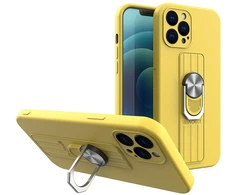 Hurtel Silikoninis dėklas su žiedu iPhone 12 mini – geltonas