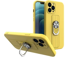 Hurtel Silikoninis dėklas su žiedu iPhone 12 Pro Max – geltonas
