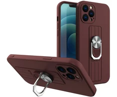 Hurtel Silikoninis dėklas su žiedu iPhone 12 Pro Max – rudas