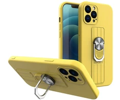 Hurtel Silikoninis dėklas su žiedu iPhone 13 mini – geltonas