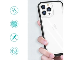 Hurtel Skaidrus Clear 3in1 dėklas iPhone 14 – juodas rėmelis