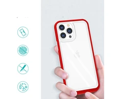 Hurtel Skaidrus dėklas iPhone 13 Pro – raudonas rėmelis
