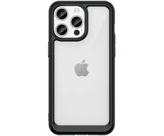 Hurtel Skaidrus sustiprintas dėklas iPhone 15 Pro – juodas rėmelis