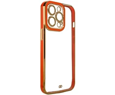 Hurtel Skaidrus TPU dėklas iPhone 13 Pro Max – raudonas