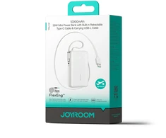 Joyroom JR-PR2L 10000mAh 35W Power Bank with Built-in Retractable USB-C Cable and Lightning Lanyard Cable - Baltas