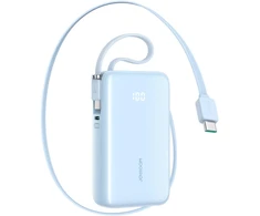 Joyroom JR-PR2L 10000mAh 35W Power Bank with Built-in Retractable USB-C Cable and USB-C Lanyard Cable - Mėlyna