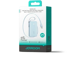 Joyroom JR-PR2L 10000mAh 35W Power Bank with Built-in Retractable USB-C Cable and Lightning Lanyard Cable - Mėlyna