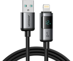 Joyroom S-A16 Pro Prism Series 3A USB-A - Lightning Laidas su ekranu 1.2m - juodas