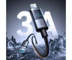 Joyroom S-A16 Pro Prism Series 3A USB-A - Lightning Laidas su ekranu 1.2m - juodas