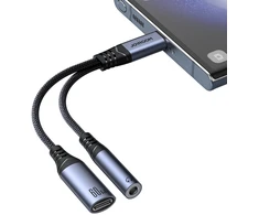 Du viename garso adapteris Joyroom SY-C02 Type-C iki 3.5 mm + Type-C (juodas)