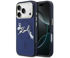 Dėklas Karl Lagerfeld IML Choupettes Karl Script Logo MagSafe Case for iPhone 17 Pro - Mėlyna