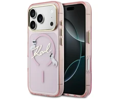 Dėklas Karl Lagerfeld IML Choupettes Karl Script Logo MagSafe Case for iPhone 17 Pro Max - Rožinė