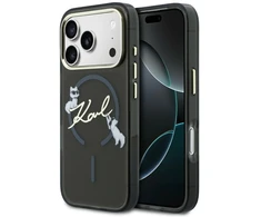 Dėklas Karl Lagerfeld IML Choupettes Karl Script Logo MagSafe Case for iPhone 17 Pro Max - Juodas