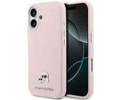 Karl Lagerfeld Karl &amp; Choupette Head Pins Saffiano MagSafe dėklas iPhone 17 - Rožinė